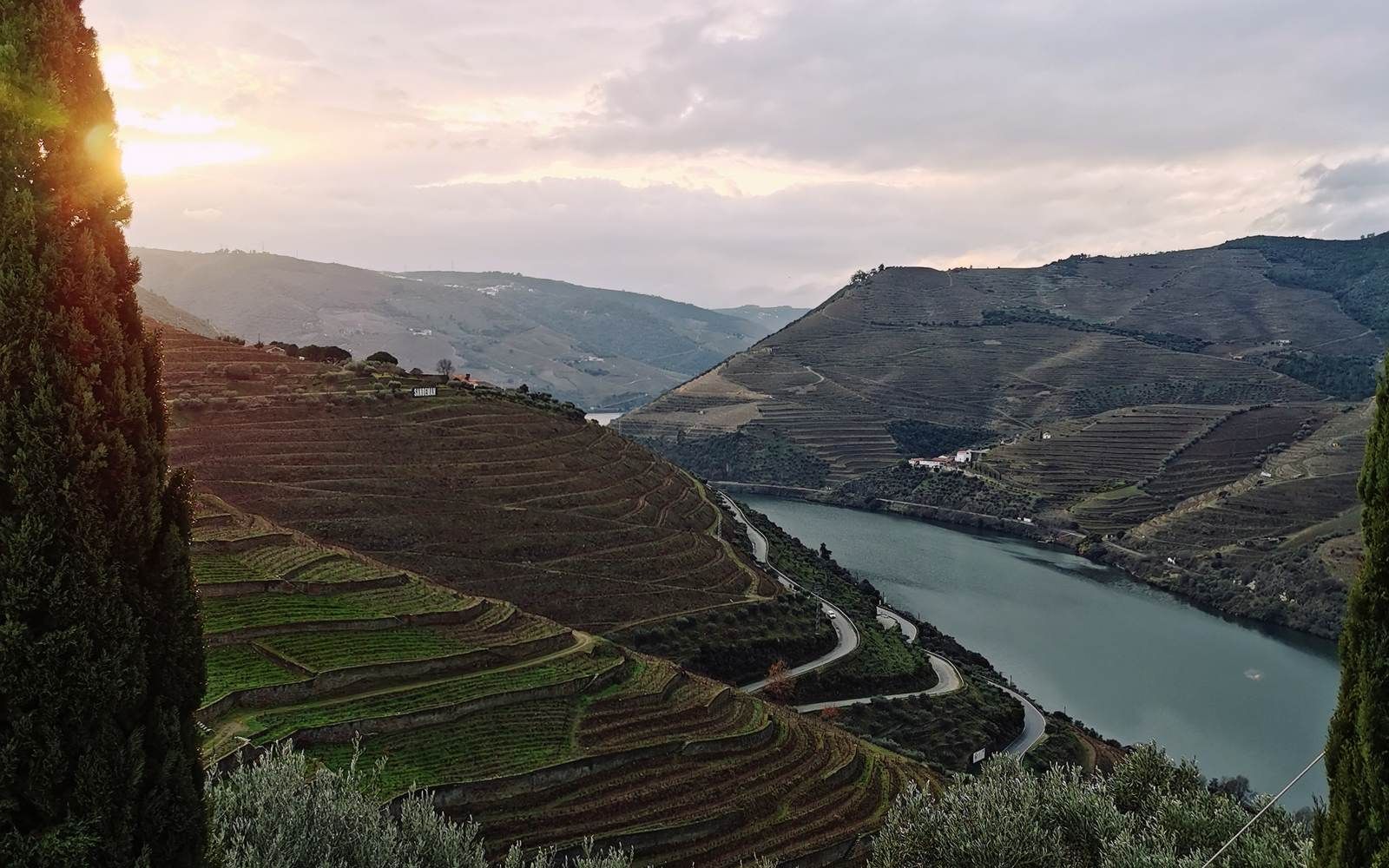 As vinhas em socalcos do Vale do Douro sobre o rio